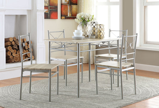 Anna Fontana 5-piece Rectangular Dining Set Brushed Silver