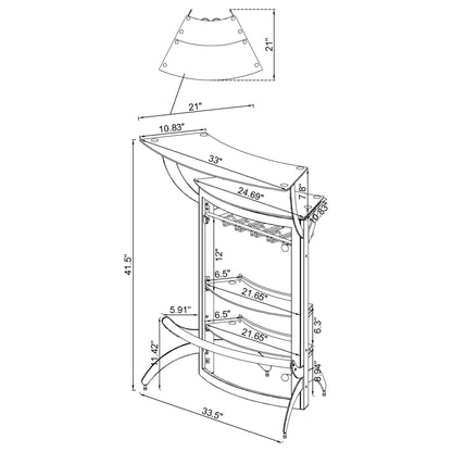 Dallas 2-shelf Home Bar Silver and Frosted Glass