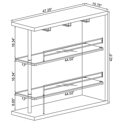 Prescott Rectangular 2-shelf Bar Unit Grey