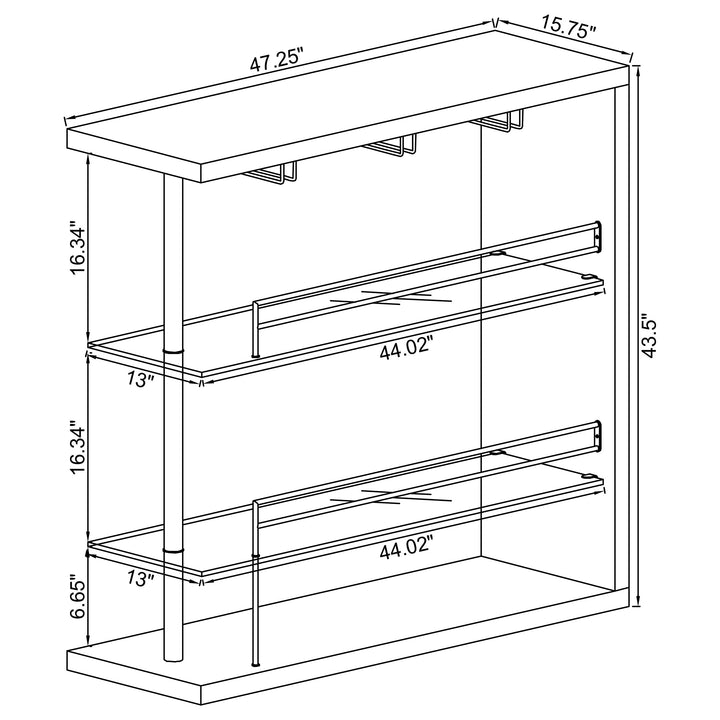 Prescott Rectangular 2-shelf Bar Unit Glossy White