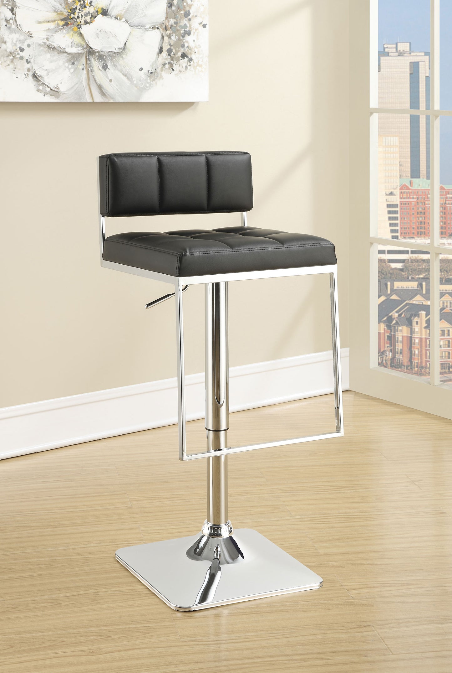 Alameda Adjustable Bar Stool Chrome and Black