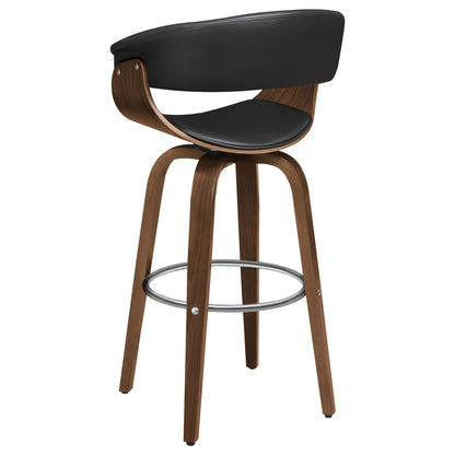 Zion Upholstered Swivel Bar Stool Walnut and Black