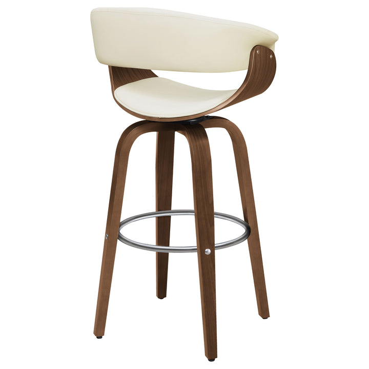 Zion Upholstered Swivel Bar Stool Walnut and Ecru