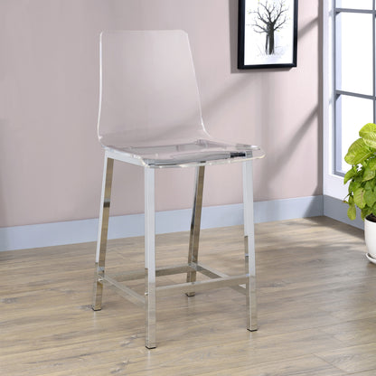 Juelia Counter Height Stools Chrome and Clear Acrylic (Set of 2)