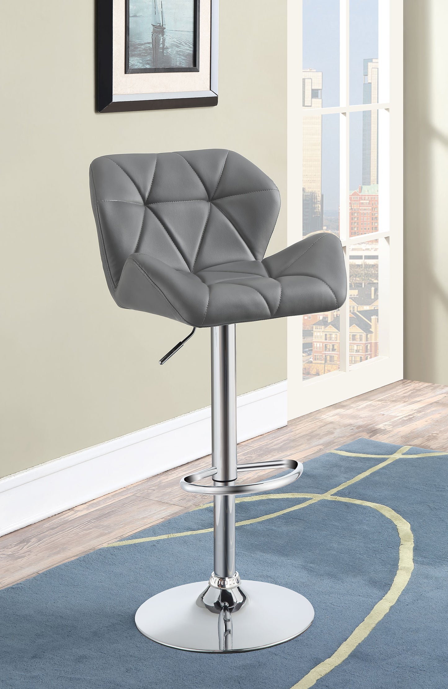 Berrington Adjustable Bar Stools Chrome and Grey (Set of 2)