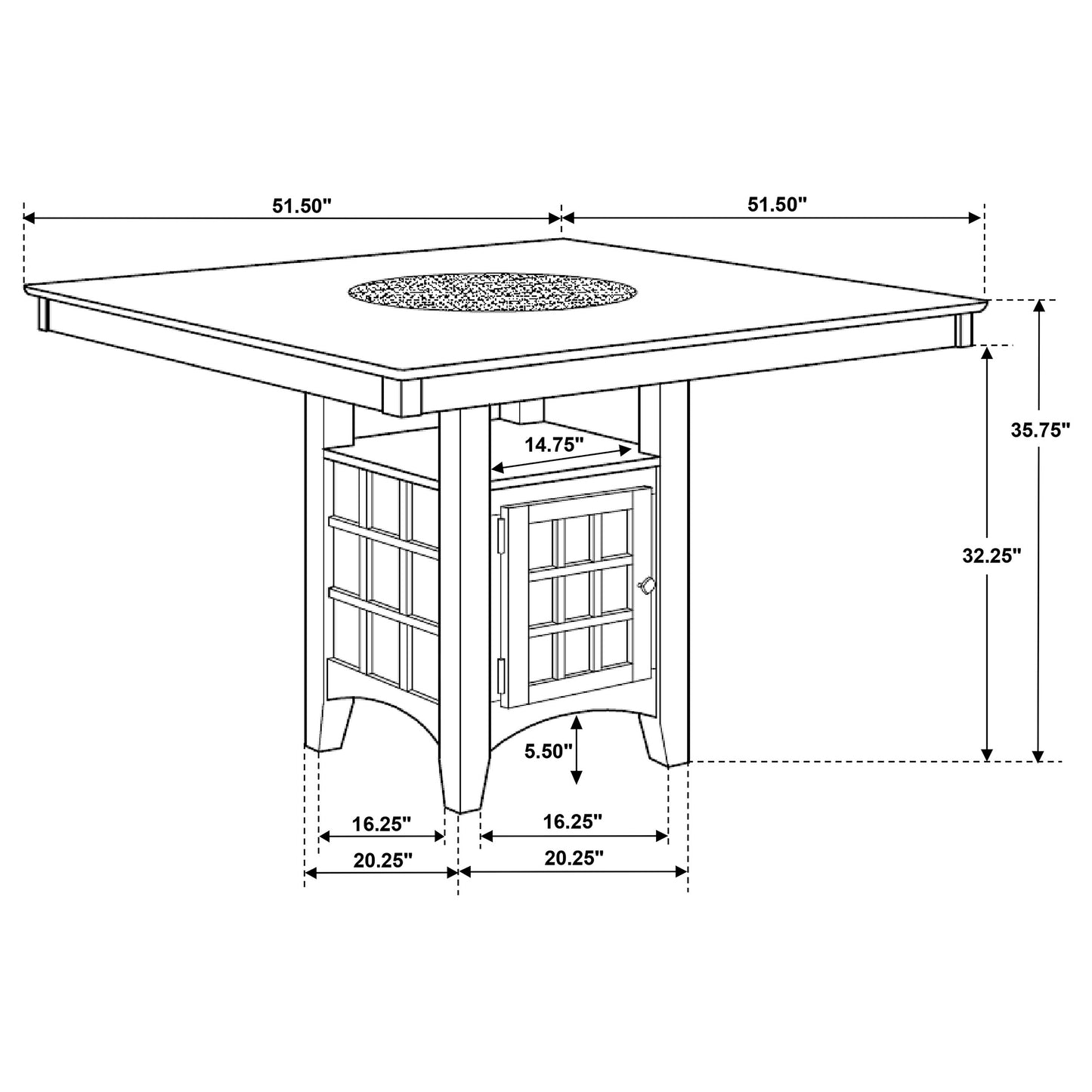 Gabriel Square Counter Height Dining Table Cappuccino