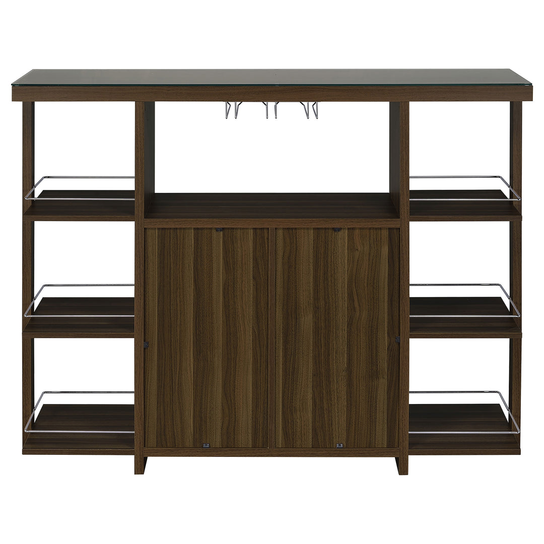 Evelio Bar Unit with Wine Bottle Storage Walnut