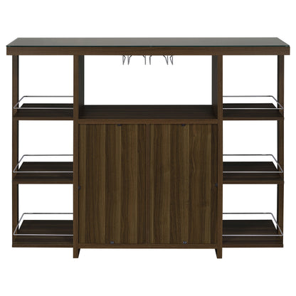 Evelio Bar Unit with Wine Bottle Storage Walnut