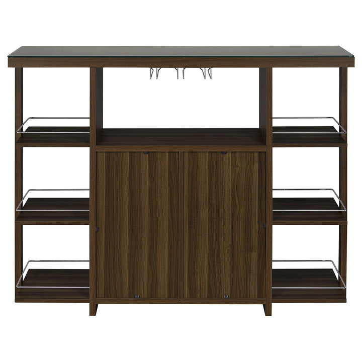 Evelio Bar Unit with Wine Bottle Storage Walnut