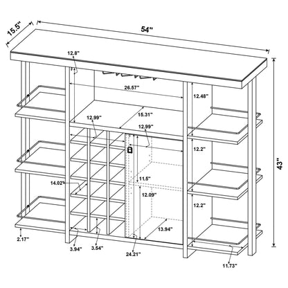 Evelio Bar Unit with Wine Bottle Storage Walnut