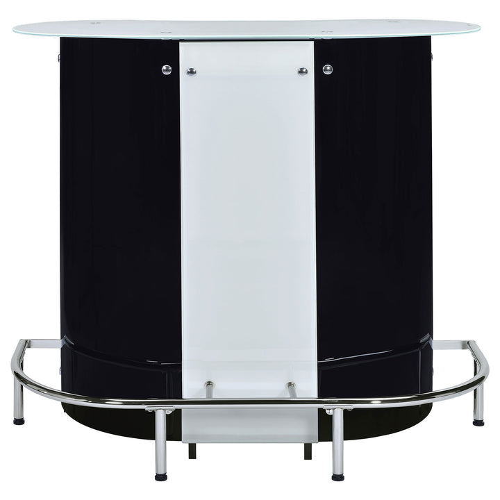 Lacewing 1-shelf Bar Unit Glossy Black and White