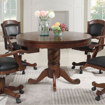 Turk 3-in-1 Round Pedestal Game Table Tobacco