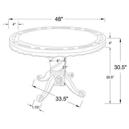 Turk 3-in-1 Round Pedestal Game Table Tobacco