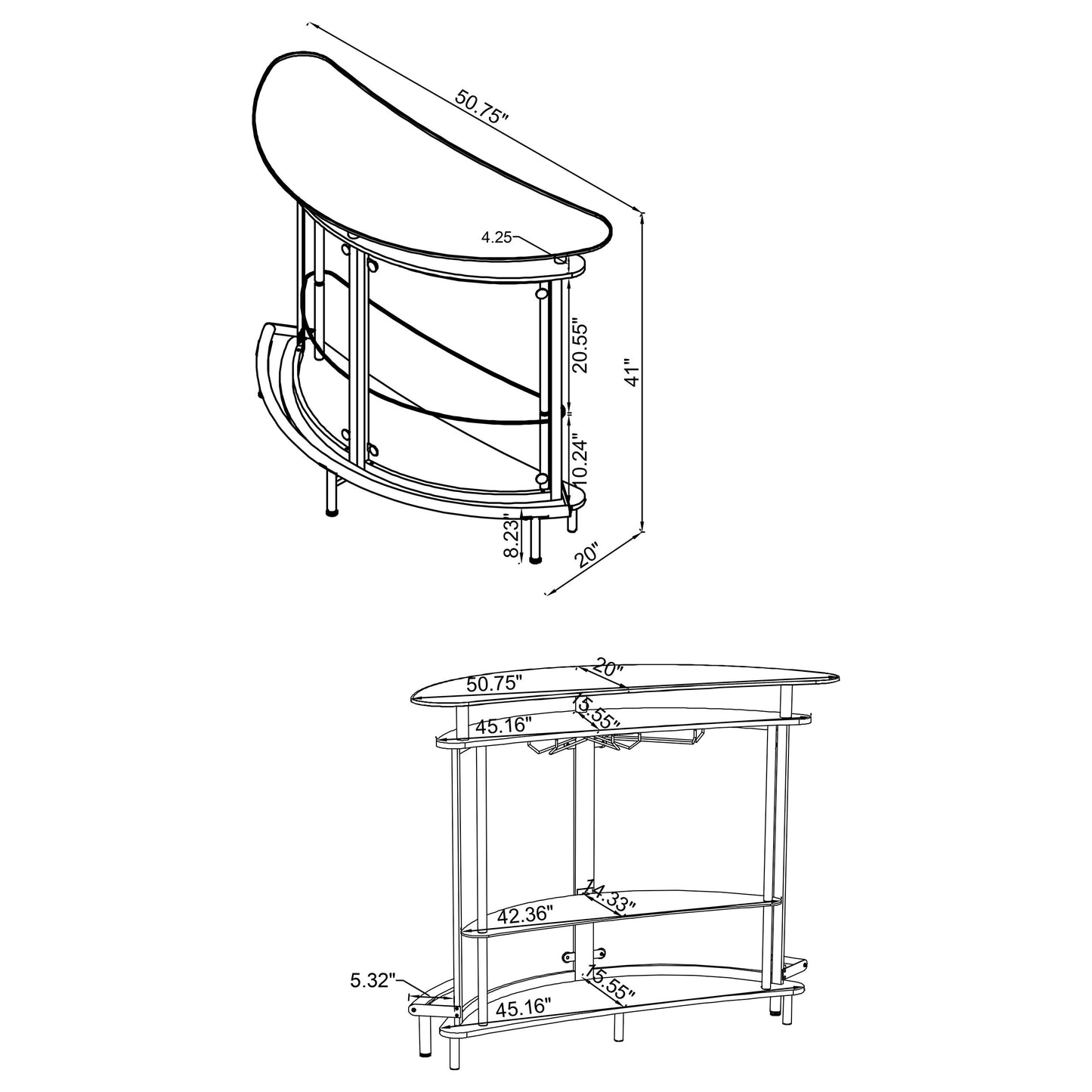 Amarillo 2-tier Bar Unit Black and Chrome