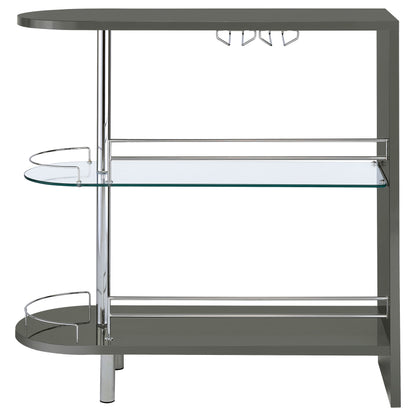 Adolfo 3-tier Bar Table Glossy Grey and Clear