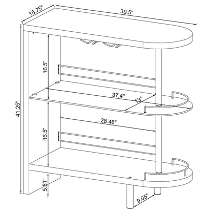 Adolfo 3-tier Bar Table Glossy Grey and Clear