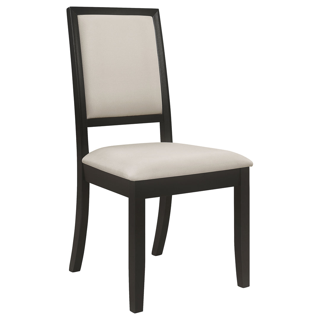 Louise Upholstered Dining Side Chairs Black and Cream (Set of 2)