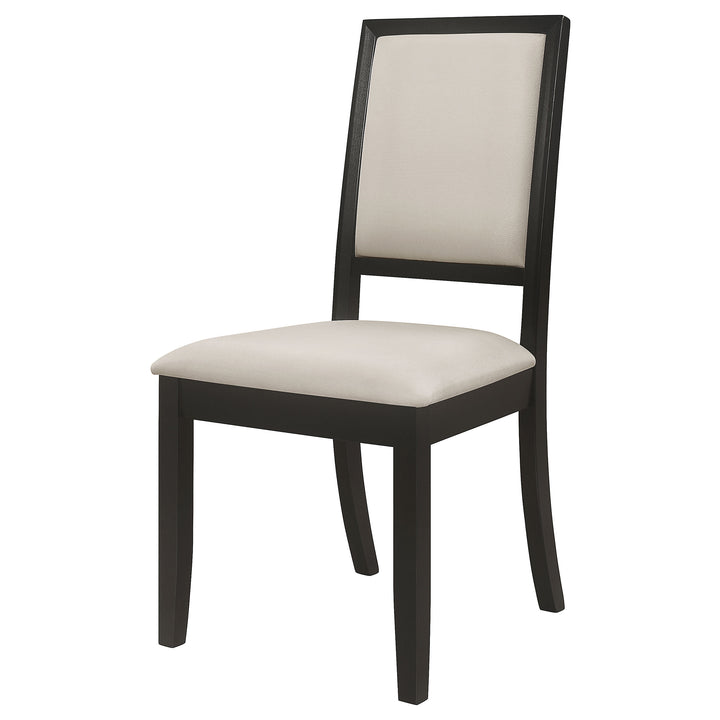 Louise Upholstered Dining Side Chairs Black and Cream (Set of 2)