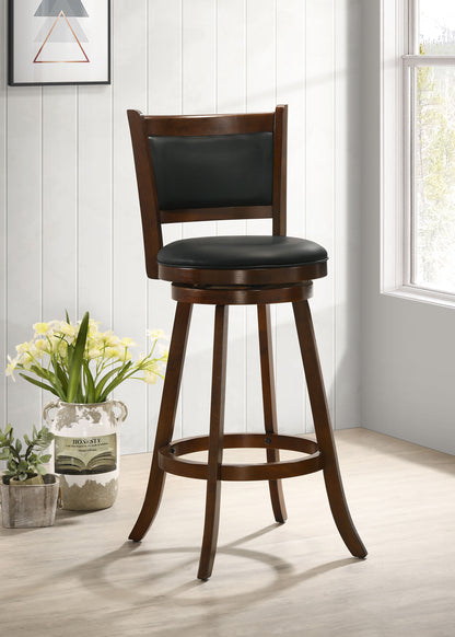 Broxton Upholstered Swivel Bar Stools Chestnut and Black (Set of 2)