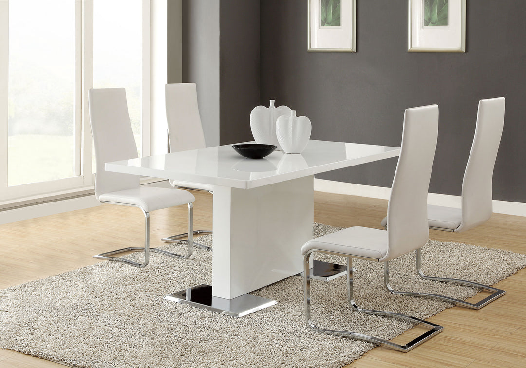 Anges 5-piece Dining Set White High Gloss and White