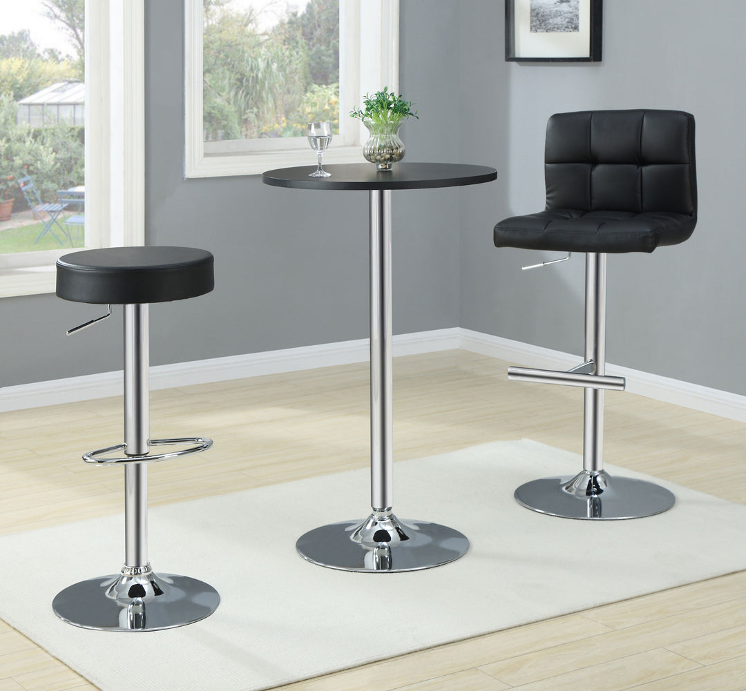 Lenny Adjustable Bar Stools Chrome and Black (Set of 2)