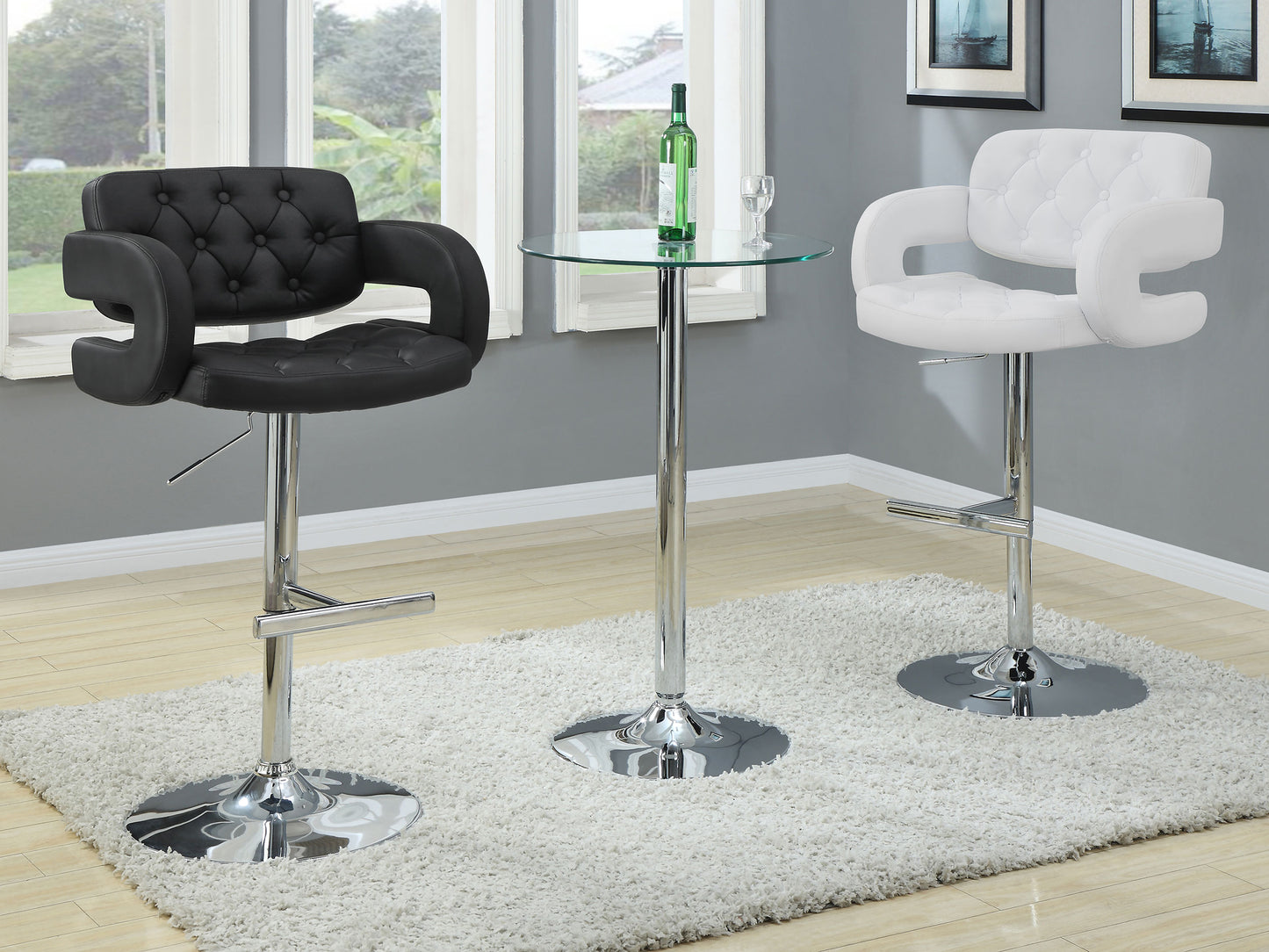 Brandi Adjustable Bar Stool Black and Chrome