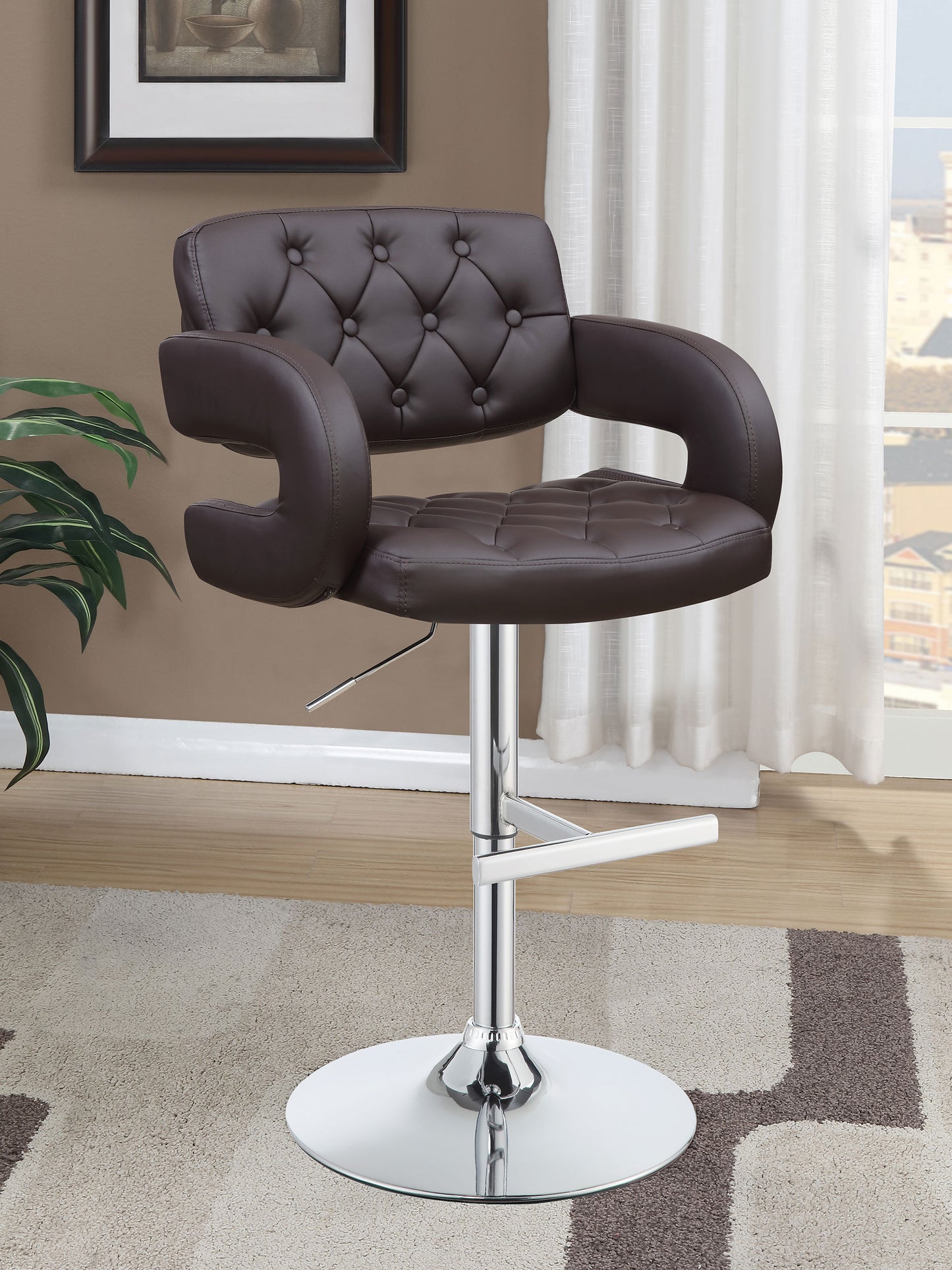 Brandi Adjustable Bar Stool Chrome and Brown