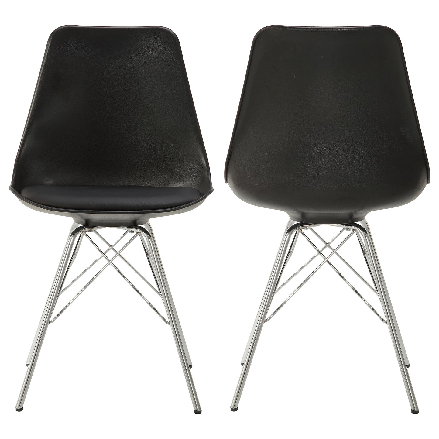 Juniper Armless Dining Chairs Black and Chrome (Set of 2)