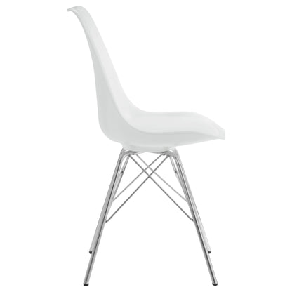 Juniper Armless Dining Chairs White and Chrome (Set of 2)