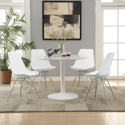 Juniper Armless Dining Chairs White and Chrome (Set of 2)