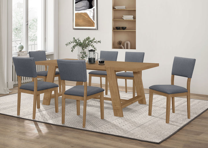 Sharon Open Back Padded Upholstered Dining Side Chair Blue and Brown (Set of 2)