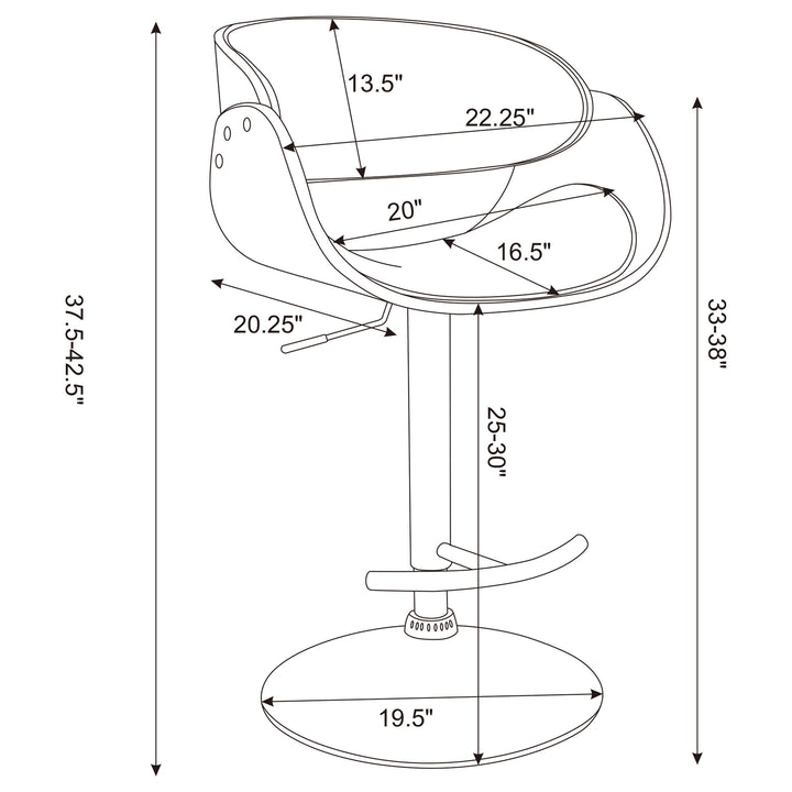 Dana Adjustable Bar Stool Ecru and Chrome