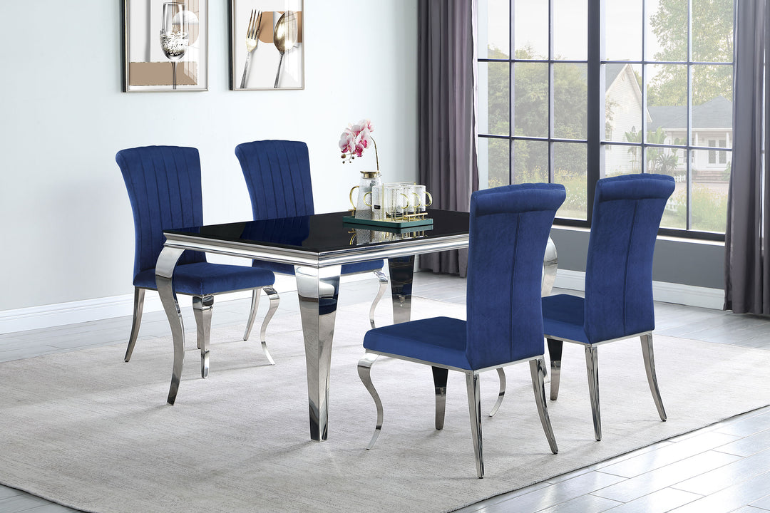 Carone 5-piece 61" Rectangular Dining Set Ink Blue and Chrome