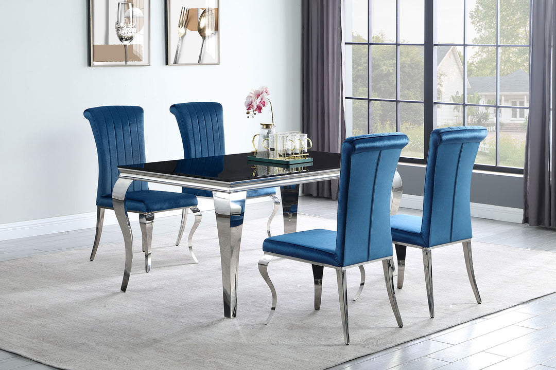 Carone 5-piece 61" Rectangular Dining Set Teal and Chrome