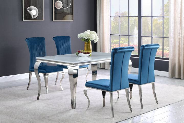 Betty Upholstered Side Chairs Teal and Chrome (Set of 4)