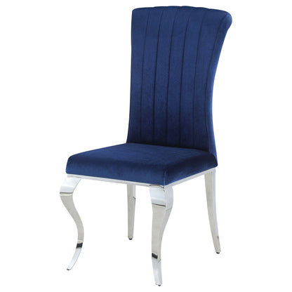 Betty Upholstered Side Chairs Ink Blue and Chrome (Set of 4)