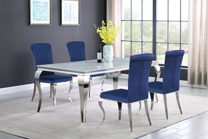 Betty Upholstered Side Chairs Ink Blue and Chrome (Set of 4)