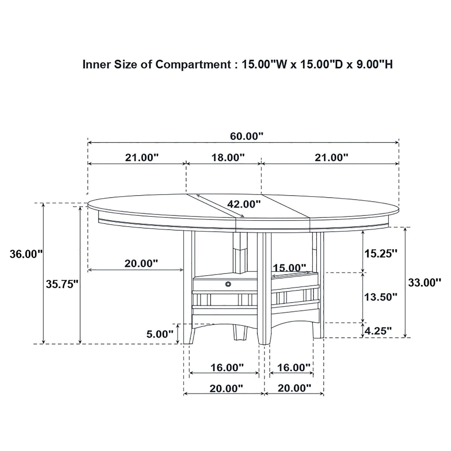 Lavon 5-piece Counter Height Dining Room Set Light Chestnut and Espresso