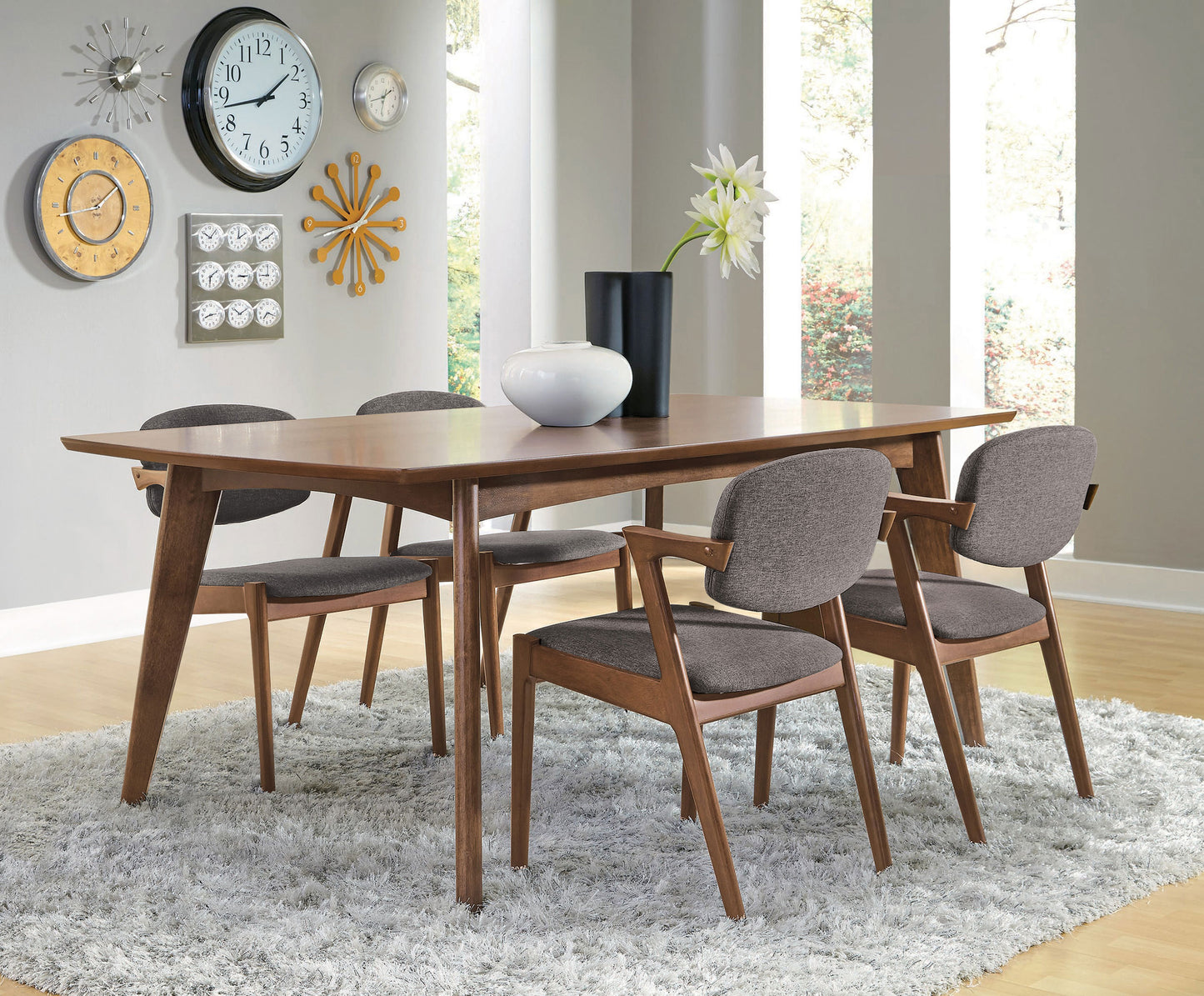 Malone 5-piece Dining Room Set Dark Walnut and Brown