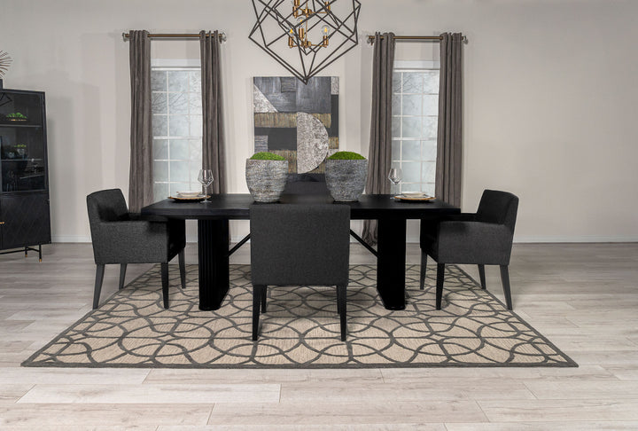 Catherine 5-piece Double Pedestal Dining Table Set Charcoal Grey and Black