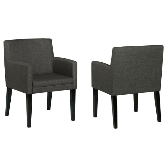 Catherine Upholstered Dining Arm Chair Charcoal Grey and Black (Set of 2)