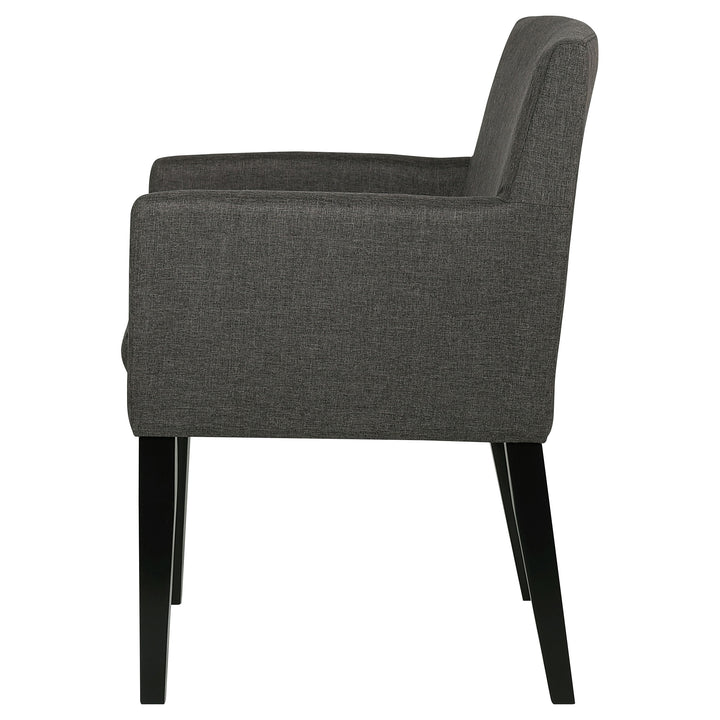 Catherine Upholstered Dining Arm Chair Charcoal Grey and Black (Set of 2)