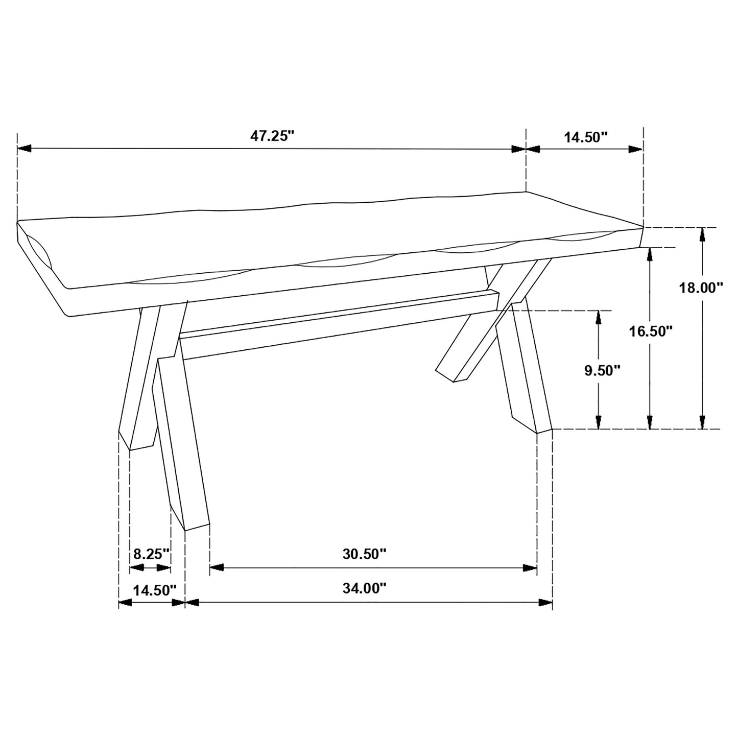 Alston X-shaped Dining Bench Knotty Nutmeg