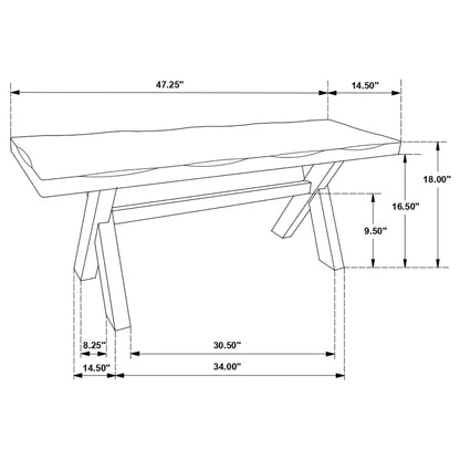 Alston X-shaped Dining Bench Knotty Nutmeg