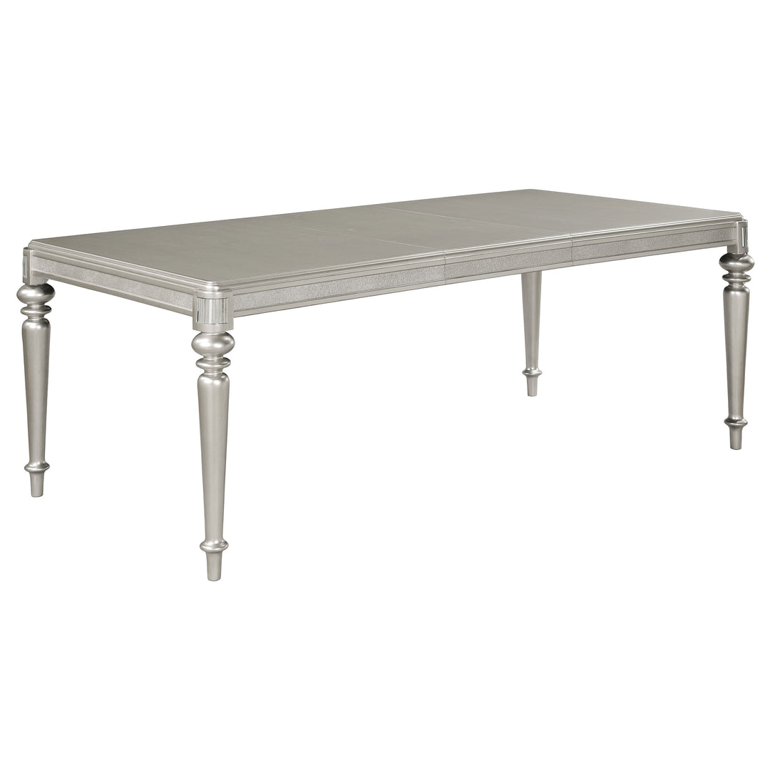 Bling Game Rectangular Dining Table with Leaf Metallic Platinum