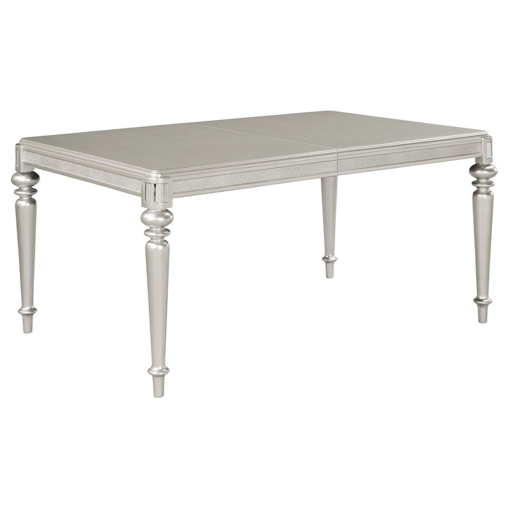 Bling Game Rectangular Dining Table with Leaf Metallic Platinum