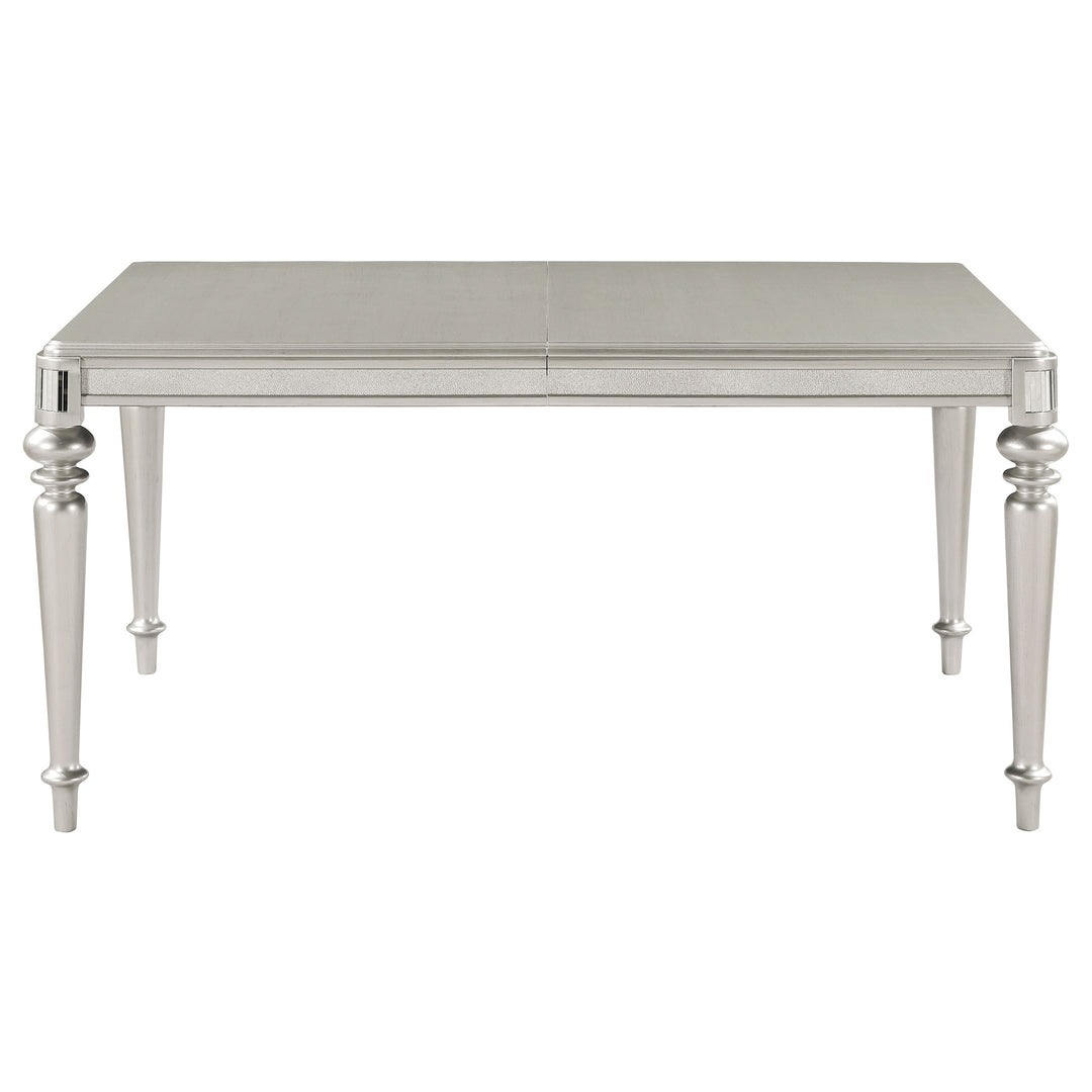 Bling Game Rectangular Dining Table with Leaf Metallic Platinum