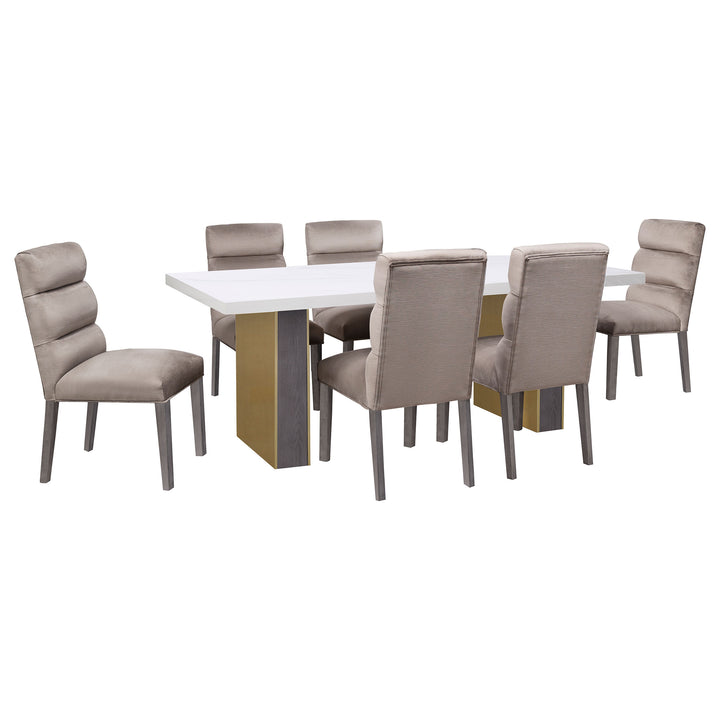 Carla Upholstered Dining Side Chair Stone (Set of 2)