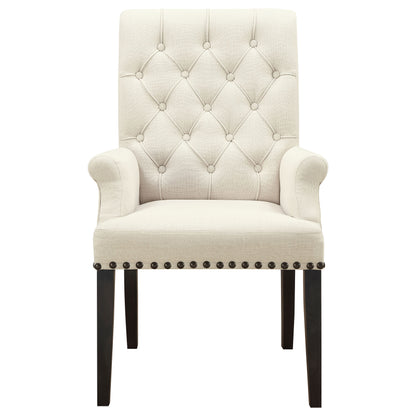 Alana Upholstered Arm Chair Beige and Smokey Black