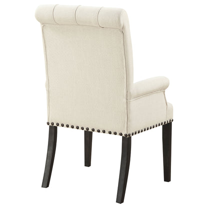 Alana Upholstered Arm Chair Beige and Smokey Black